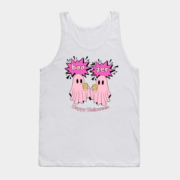 Pink Ghost boozer Tank Top by CyberFather